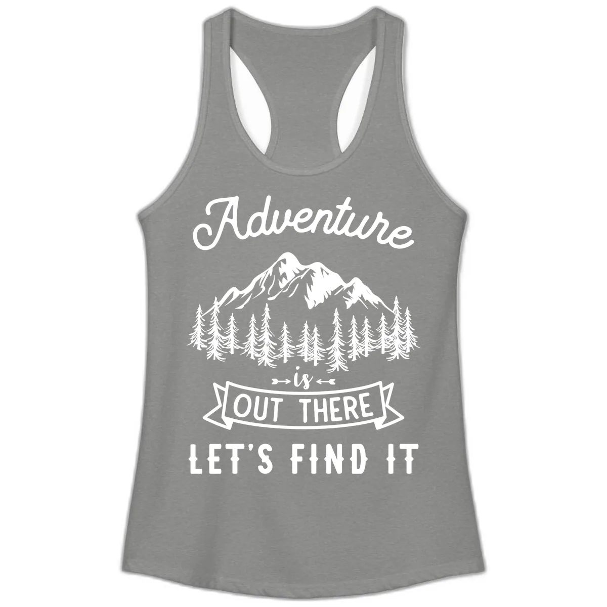 Adventure Is Out There Let's Find It Ladies Tank in Heather Grey