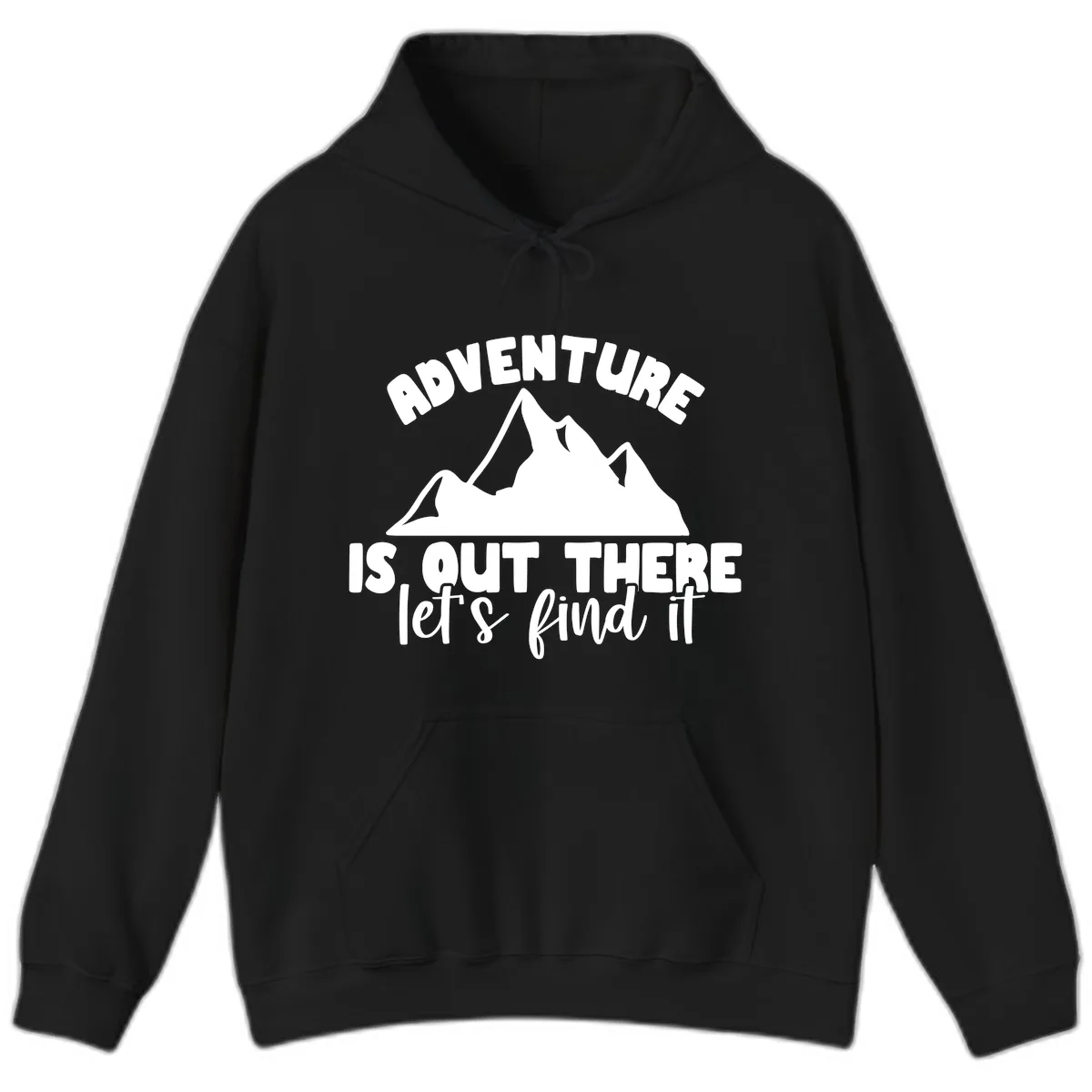 Adventure Is Out There Mountain Hoodie in Black