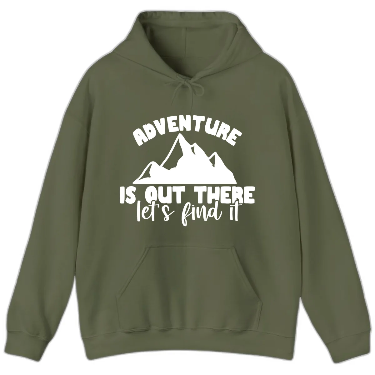 Adventure Is Out There Mountain Hoodie in Military Green