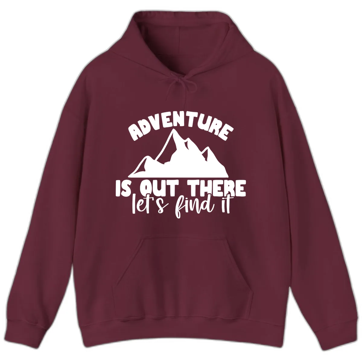 Adventure Is Out There Mountain Hoodie in Maroon