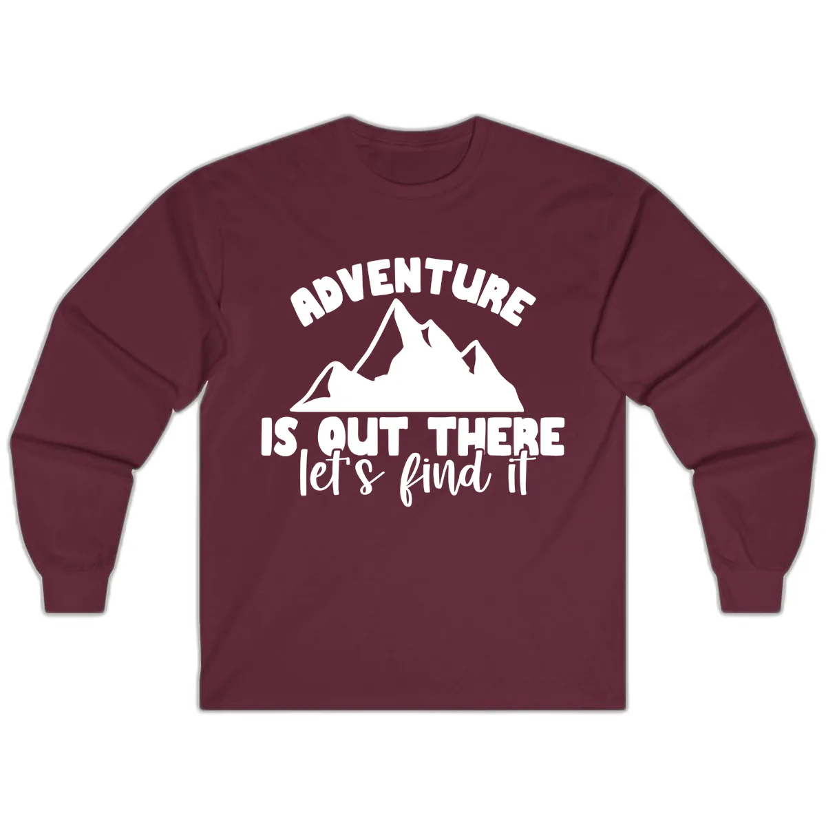 Adventure Is Out There Mountain Long Sleeve in Maroon