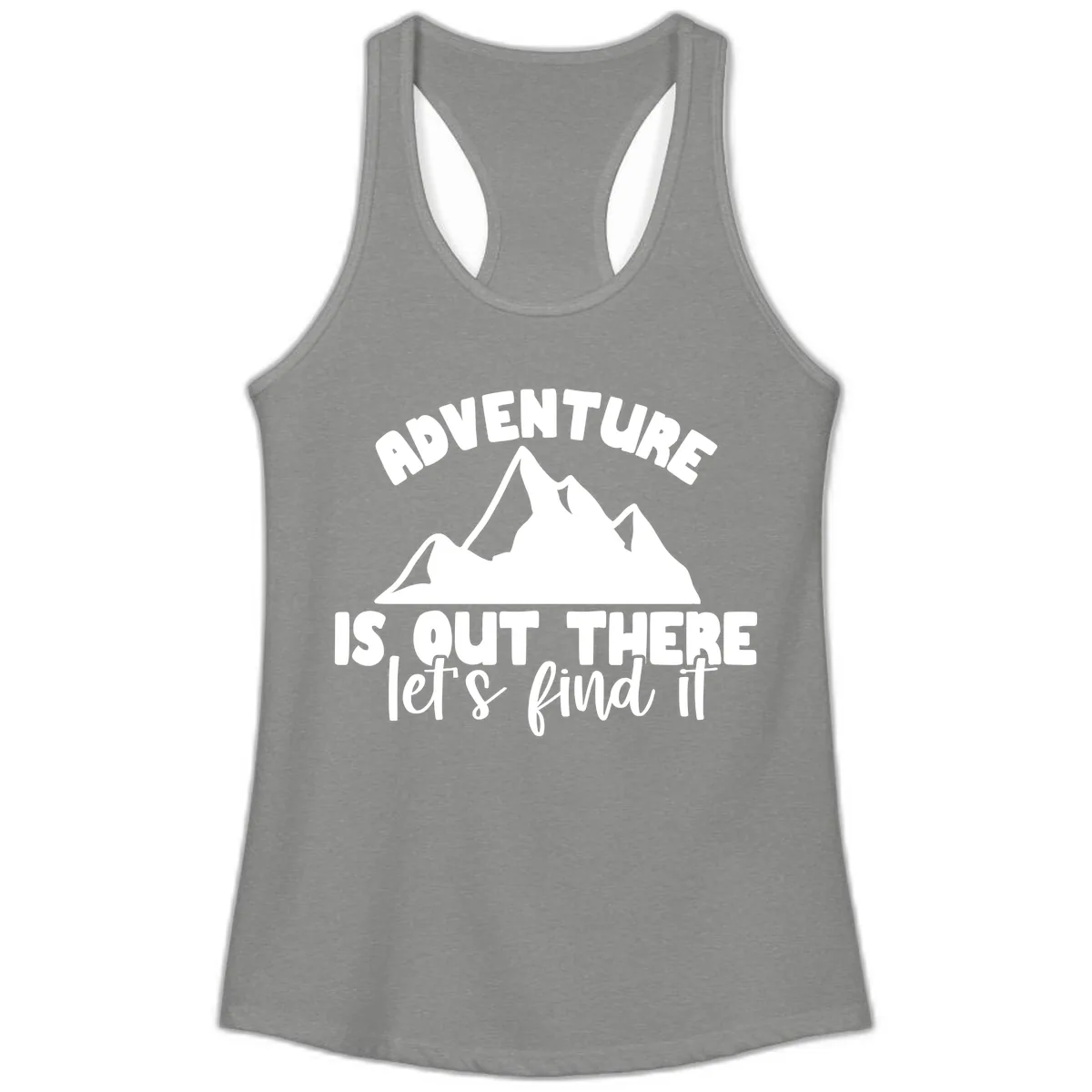 Adventure Is Out There Mountain Ladies Tank in Heather Grey