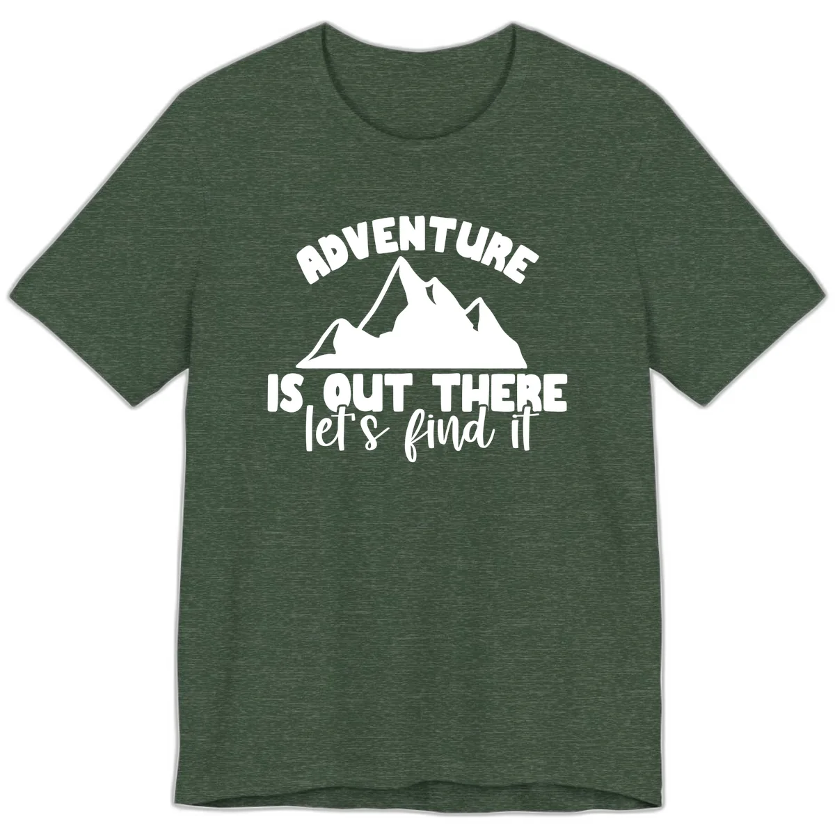 Adventure Is Out There Mountain Premium T-Shirt in Heather Forest