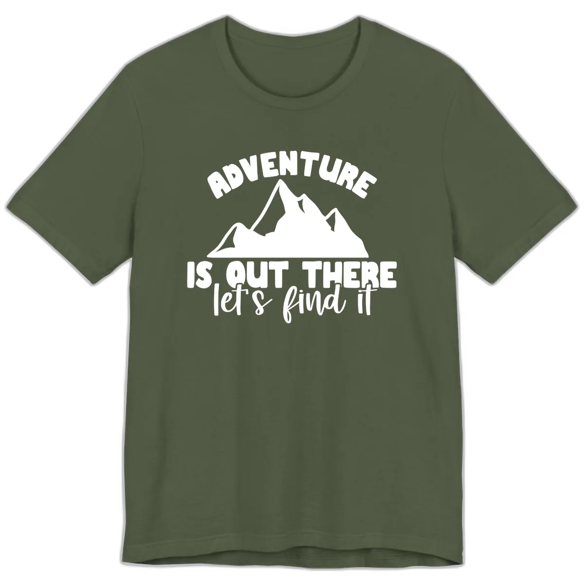 Adventure Is Out There Mountain Premium T-Shirt in Military Green