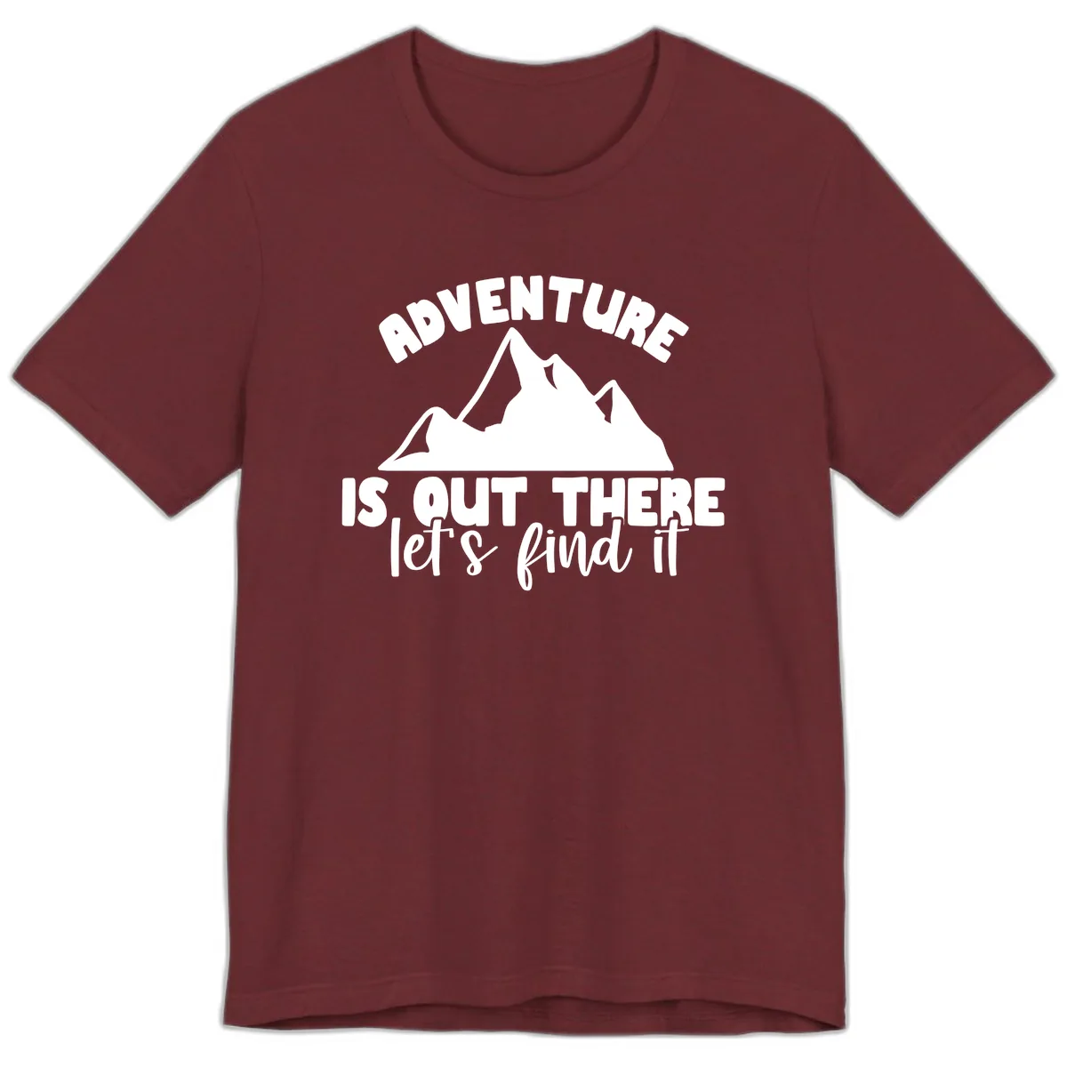 Adventure Is Out There Mountain Premium T-Shirt in Heather Cardinal