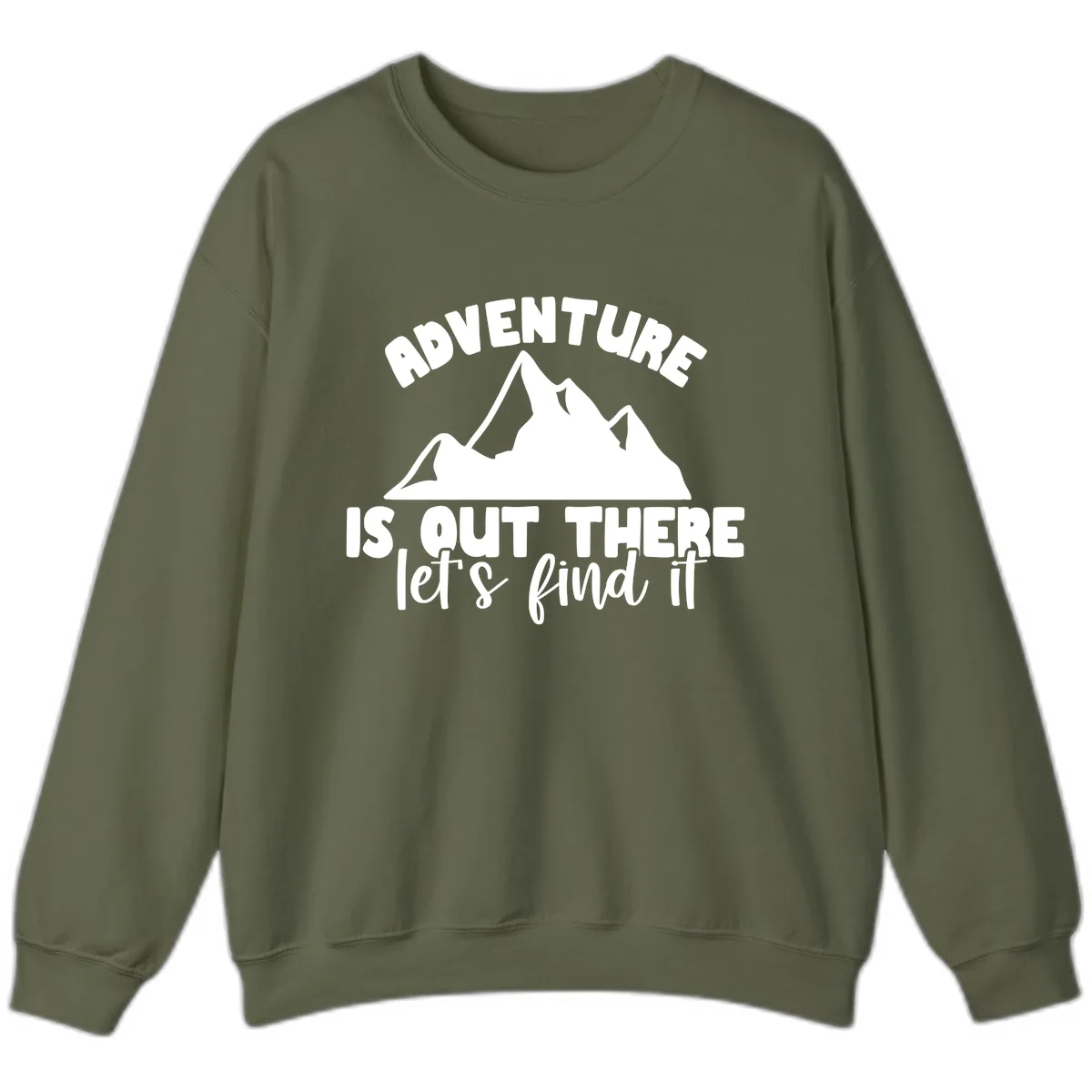 Adventure Is Out There Mountain Sweatshirt in Military Green