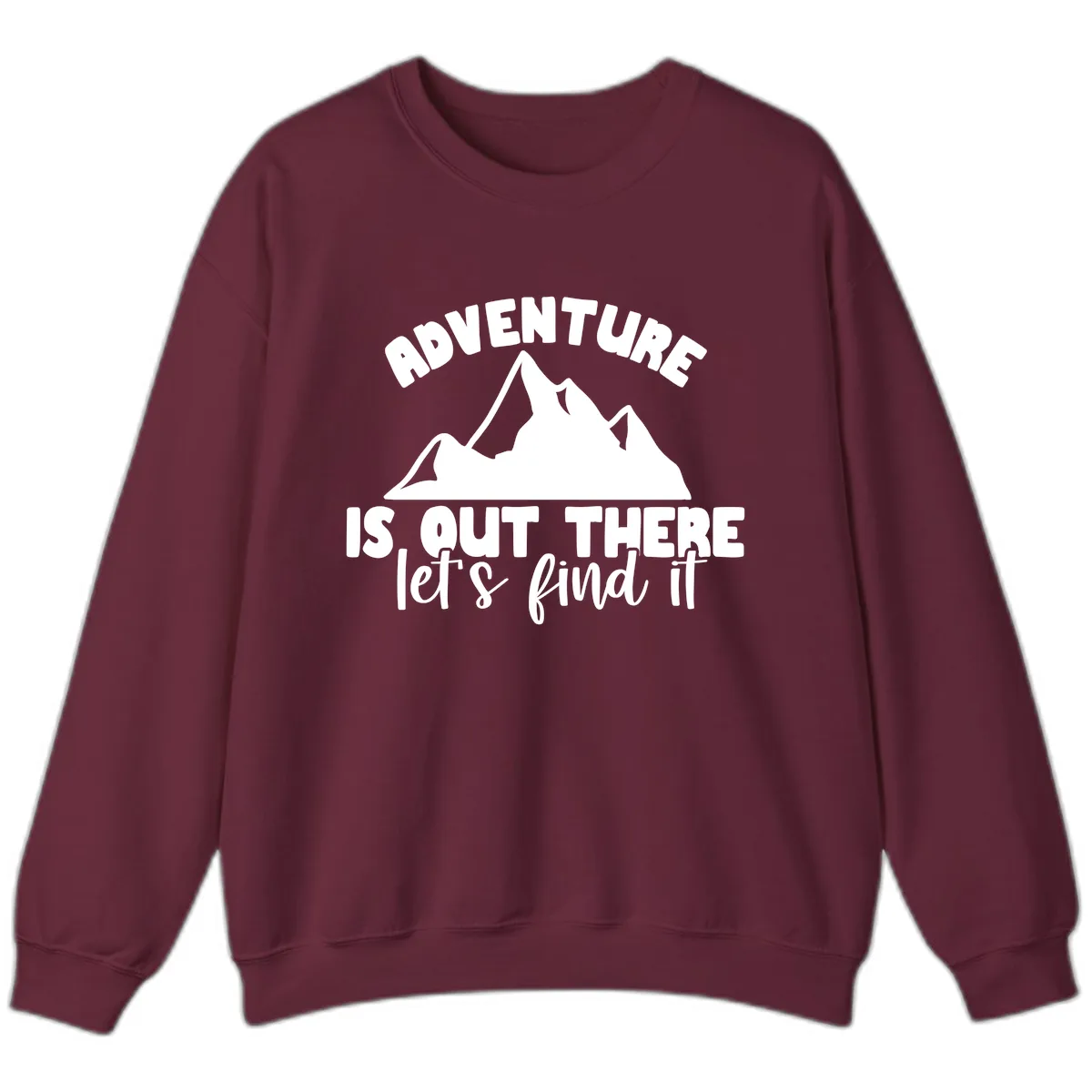 Adventure Is Out There Mountain Sweatshirt in Maroon
