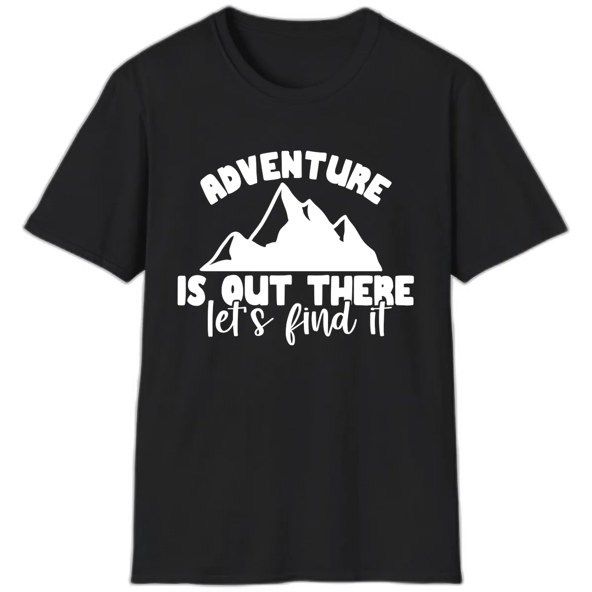 Adventure Is Out There Mountain T-Shirt in Black