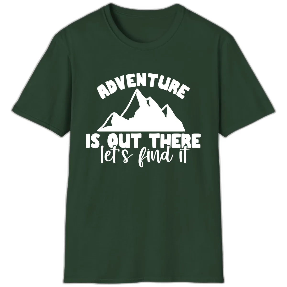 Adventure Is Out There Mountain T-Shirt in Forest Green