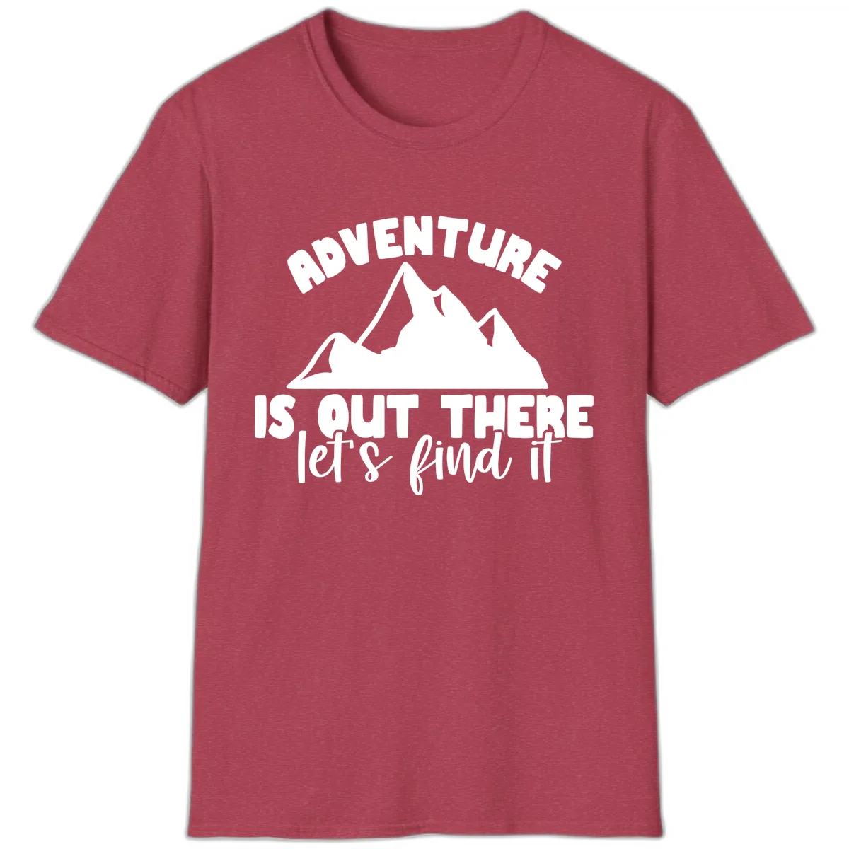 Adventure Is Out There Mountain T-Shirt in Heather Cardinal