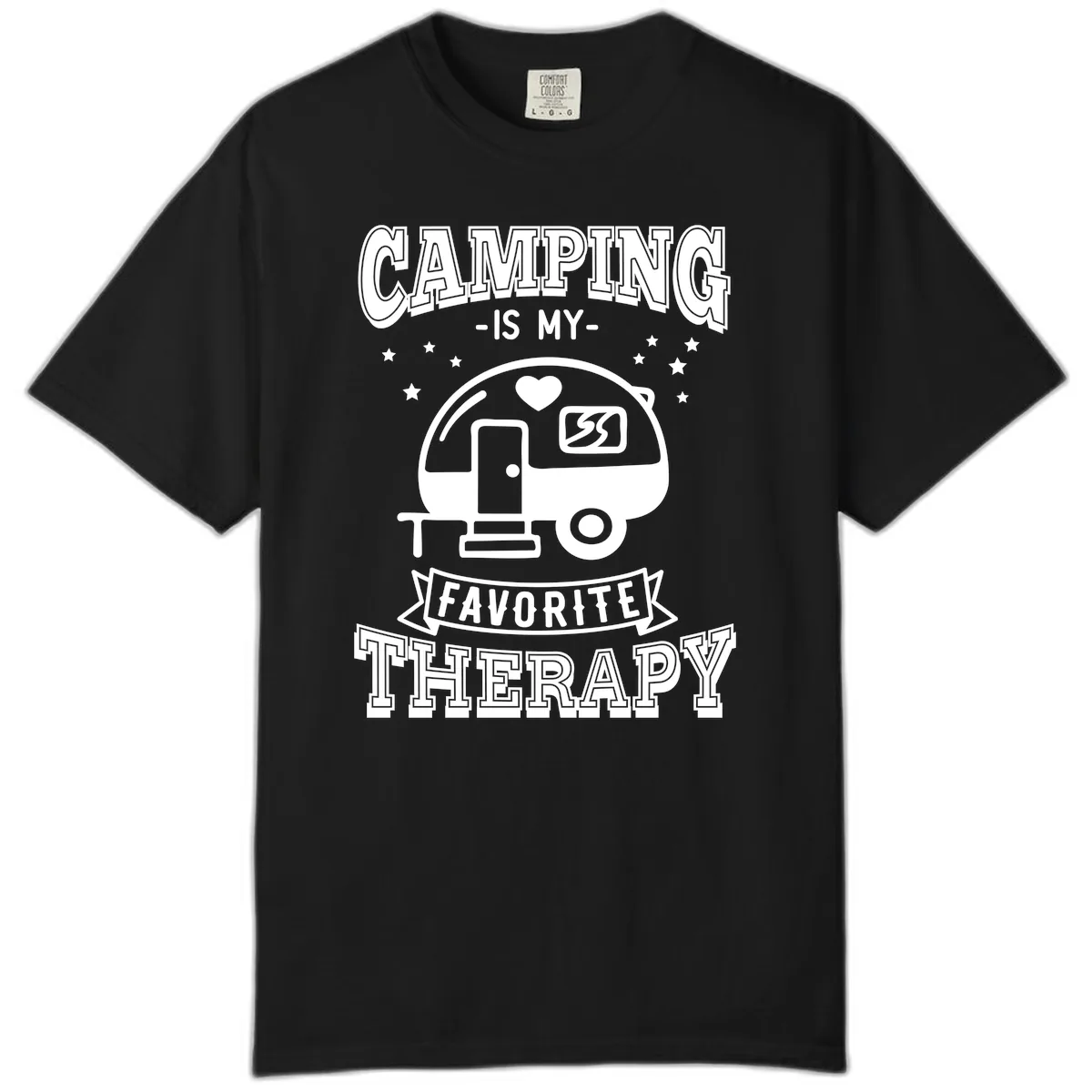 Camping Is My Favorite Therapy Comfort Color in Black