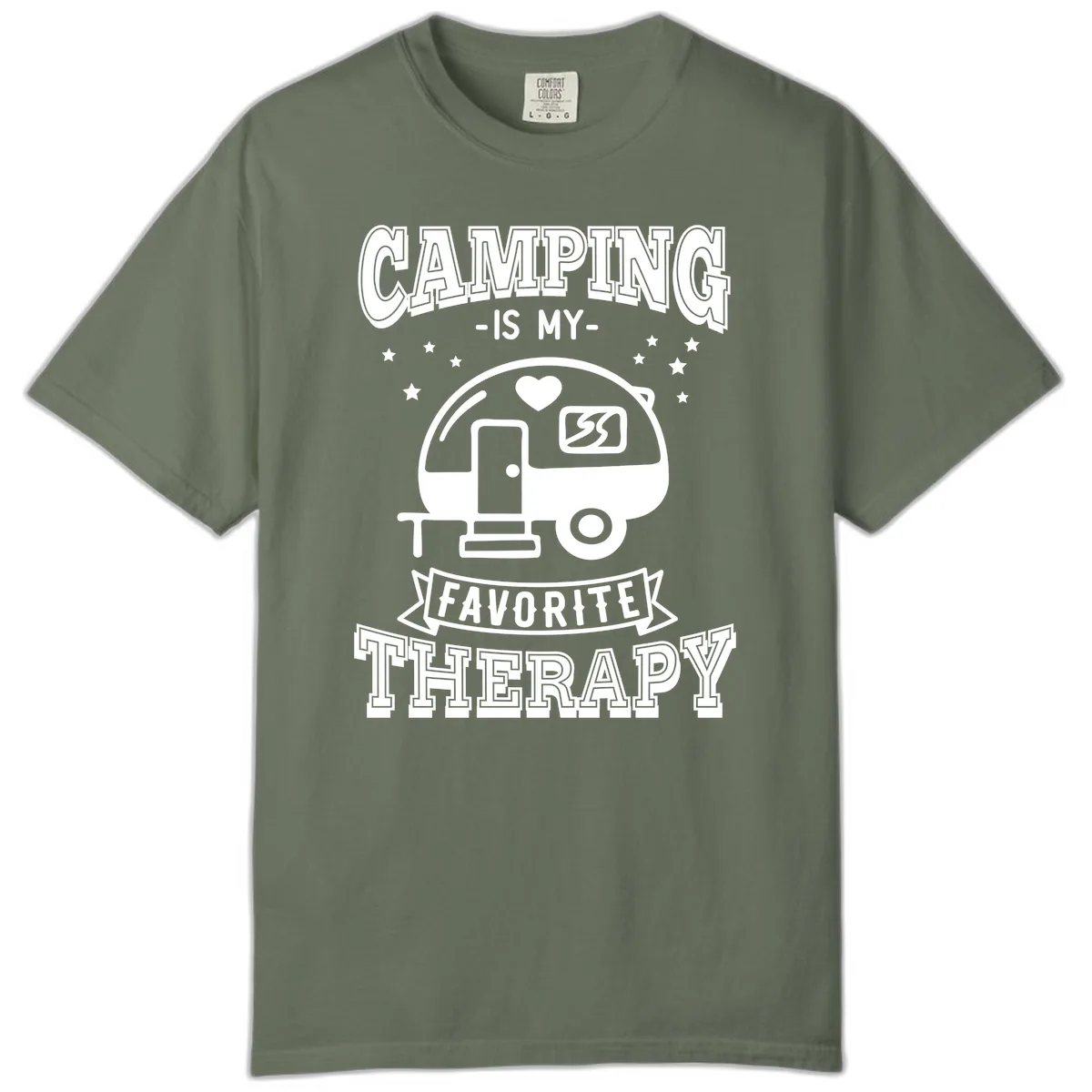 Camping Is My Favorite Therapy Comfort Color in Moss