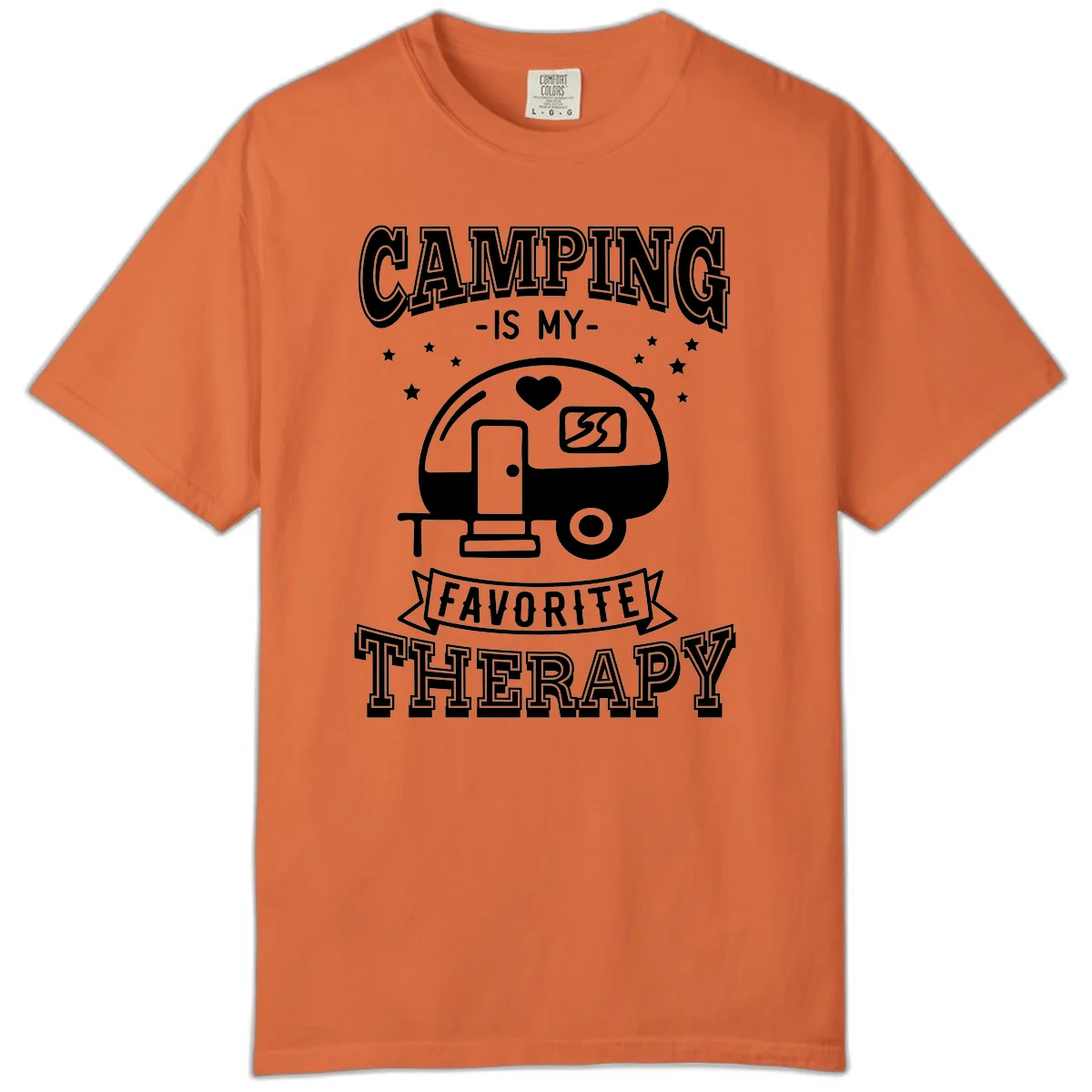 Camping Is My Favorite Therapy Comfort Color in Burnt Orange