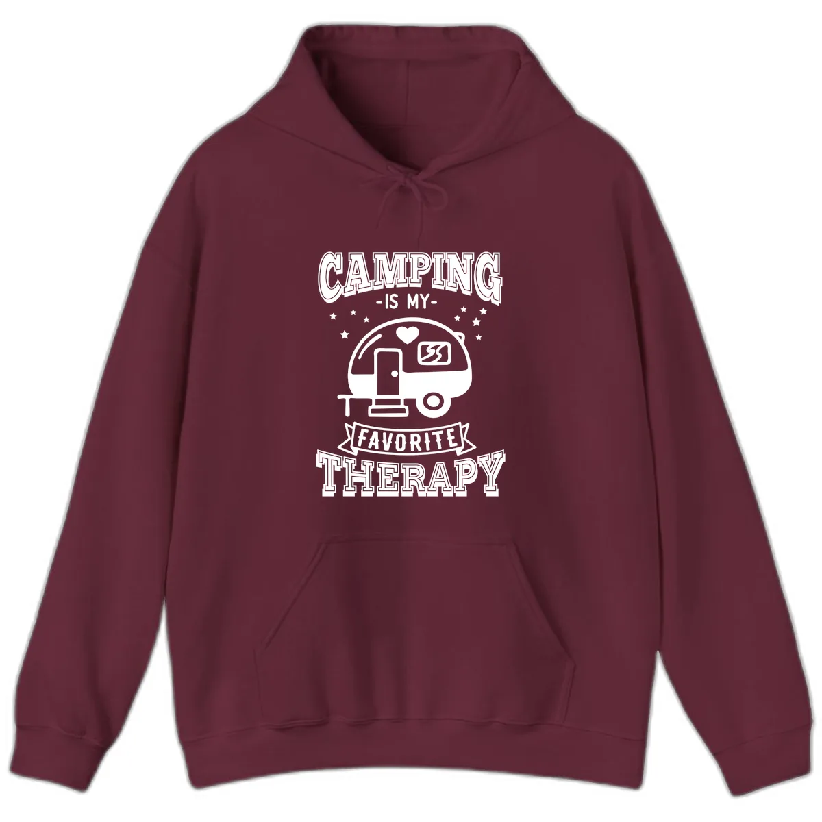 Camping Is My Favorite Therapy Hoodie in Maroon