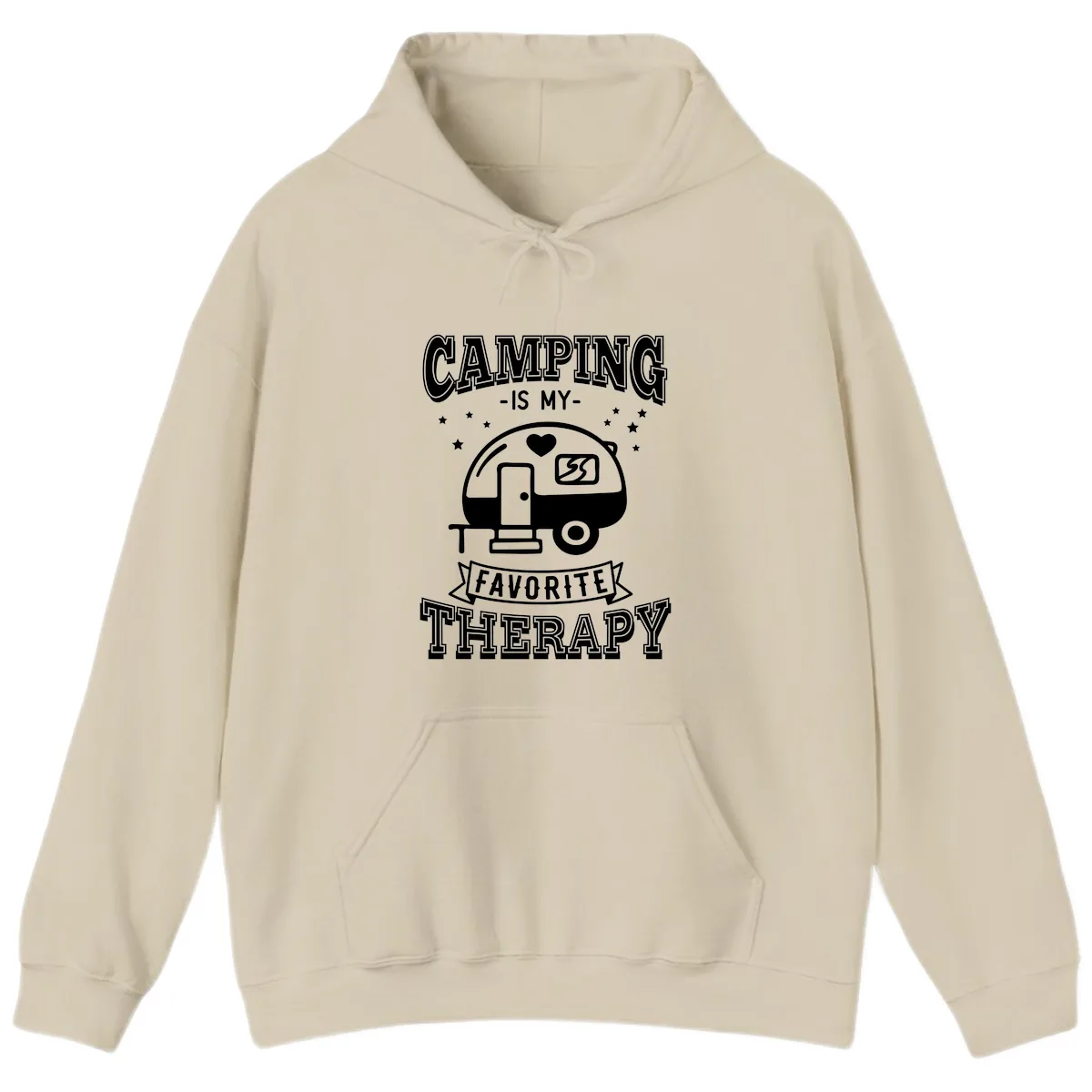 Camping Is My Favorite Therapy Hoodie in Sand