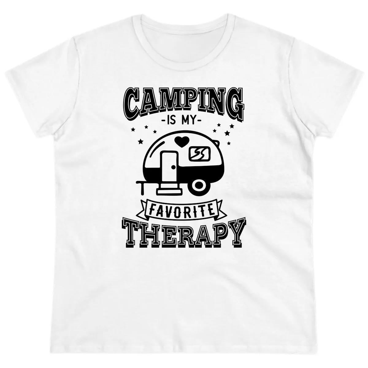 Camping Is My Favorite Therapy Ladies Tee in White