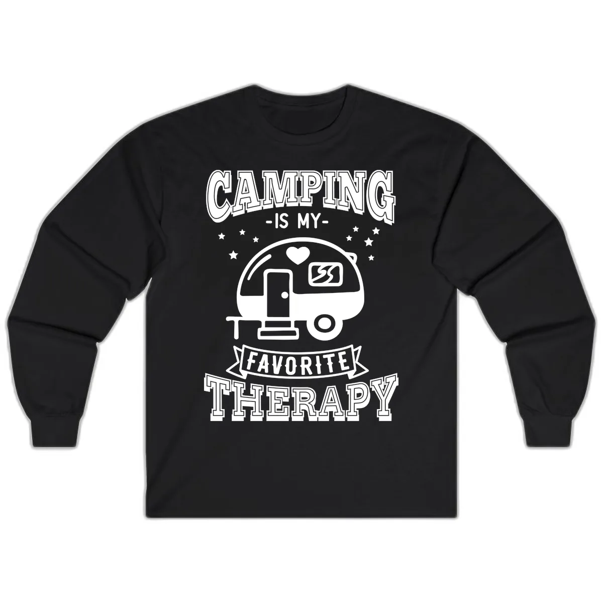 Camping Is My Favorite Therapy Long Sleeve in Black