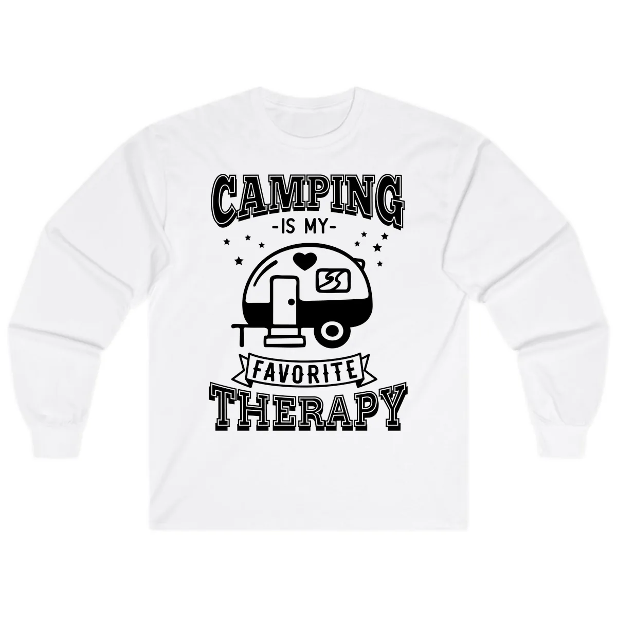 Camping Is My Favorite Therapy Long Sleeve in White