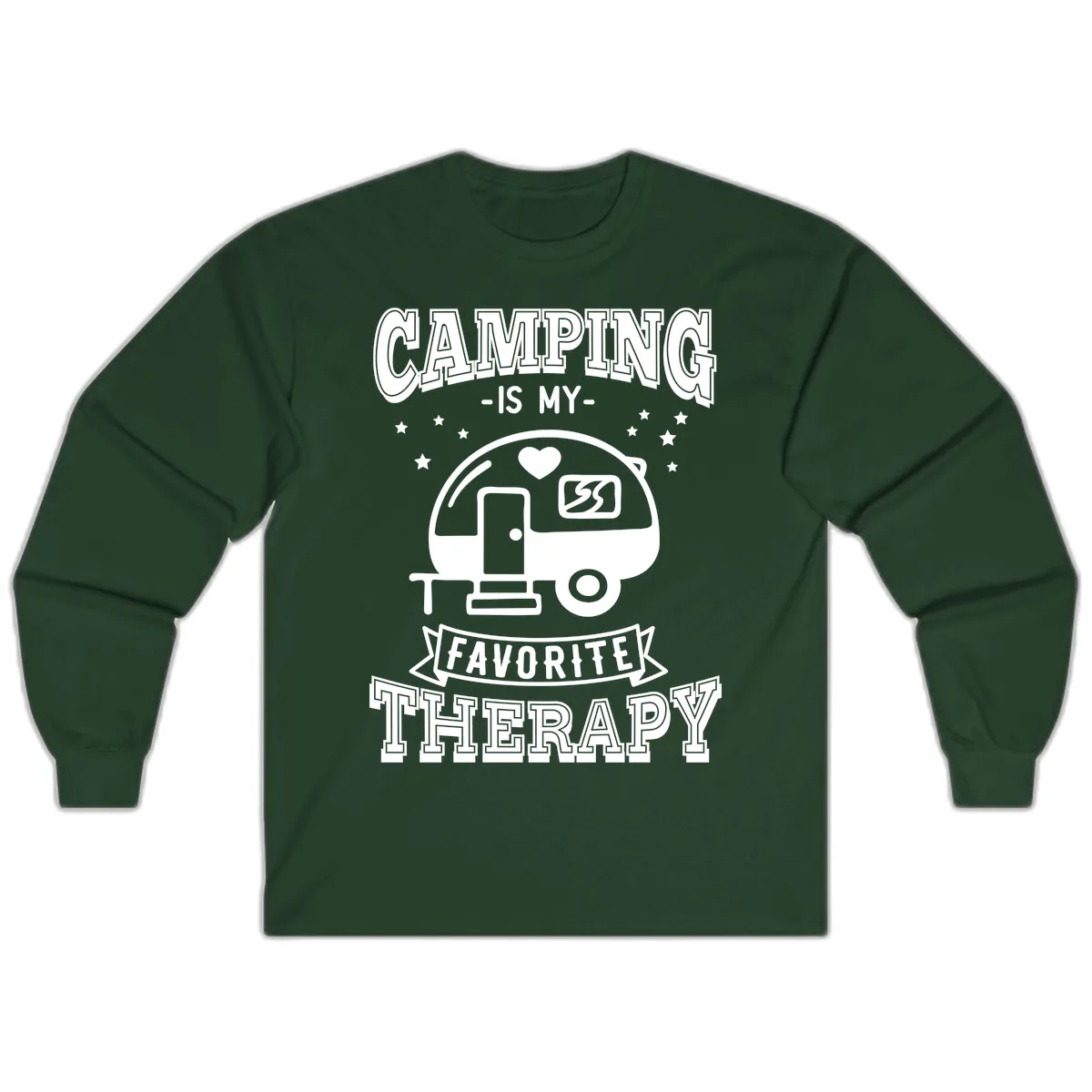 Camping Is My Favorite Therapy Long Sleeve in Forest Green