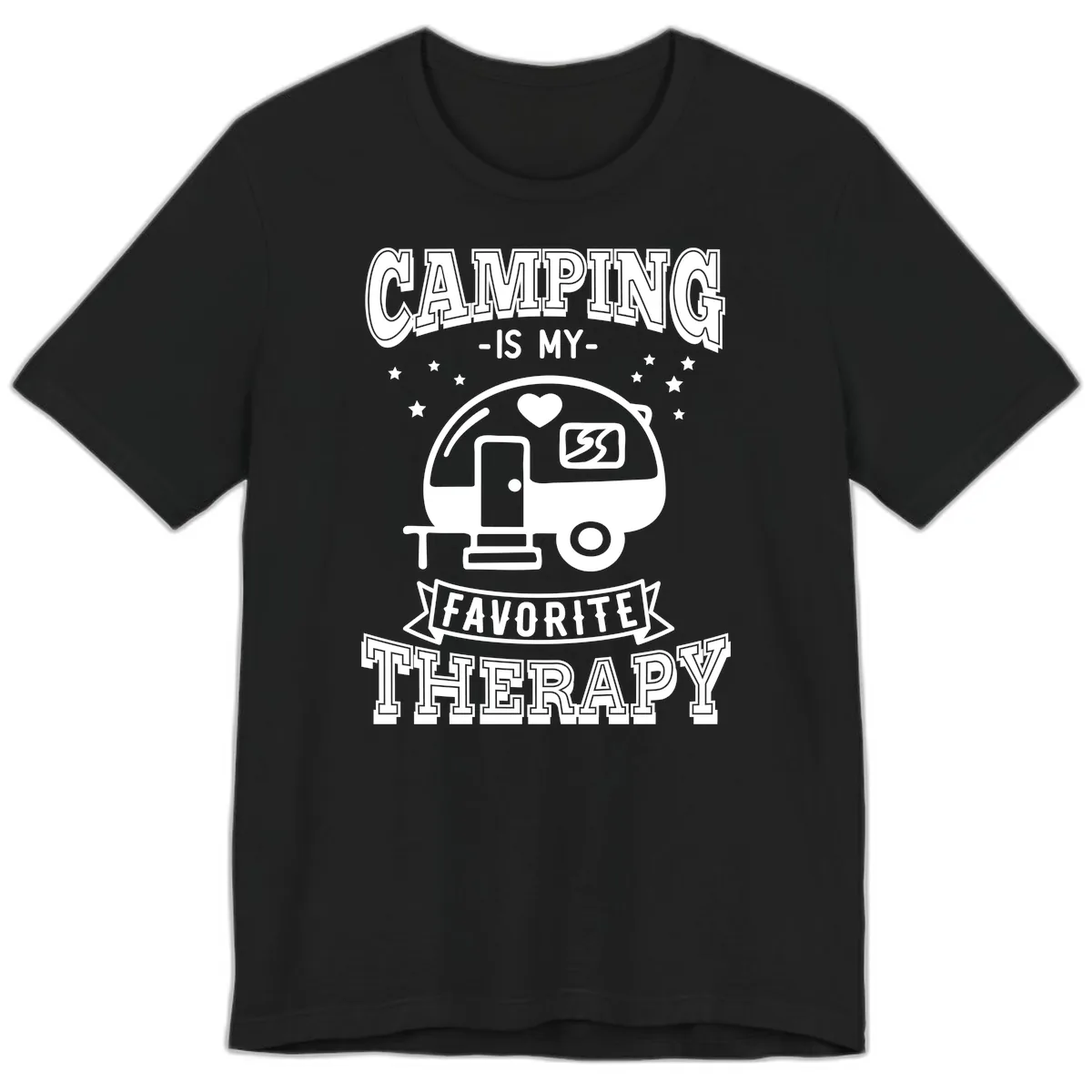 Camping Is My Favorite Therapy Premium T-Shirt in Black