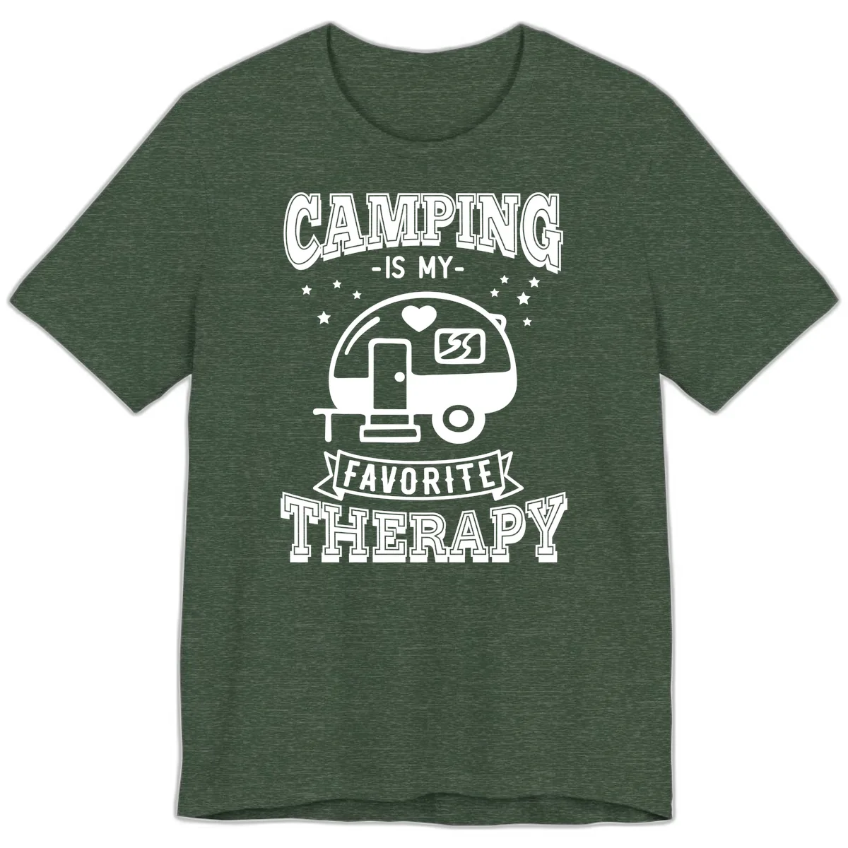 Camping Is My Favorite Therapy Premium T-Shirt in Heather Forest