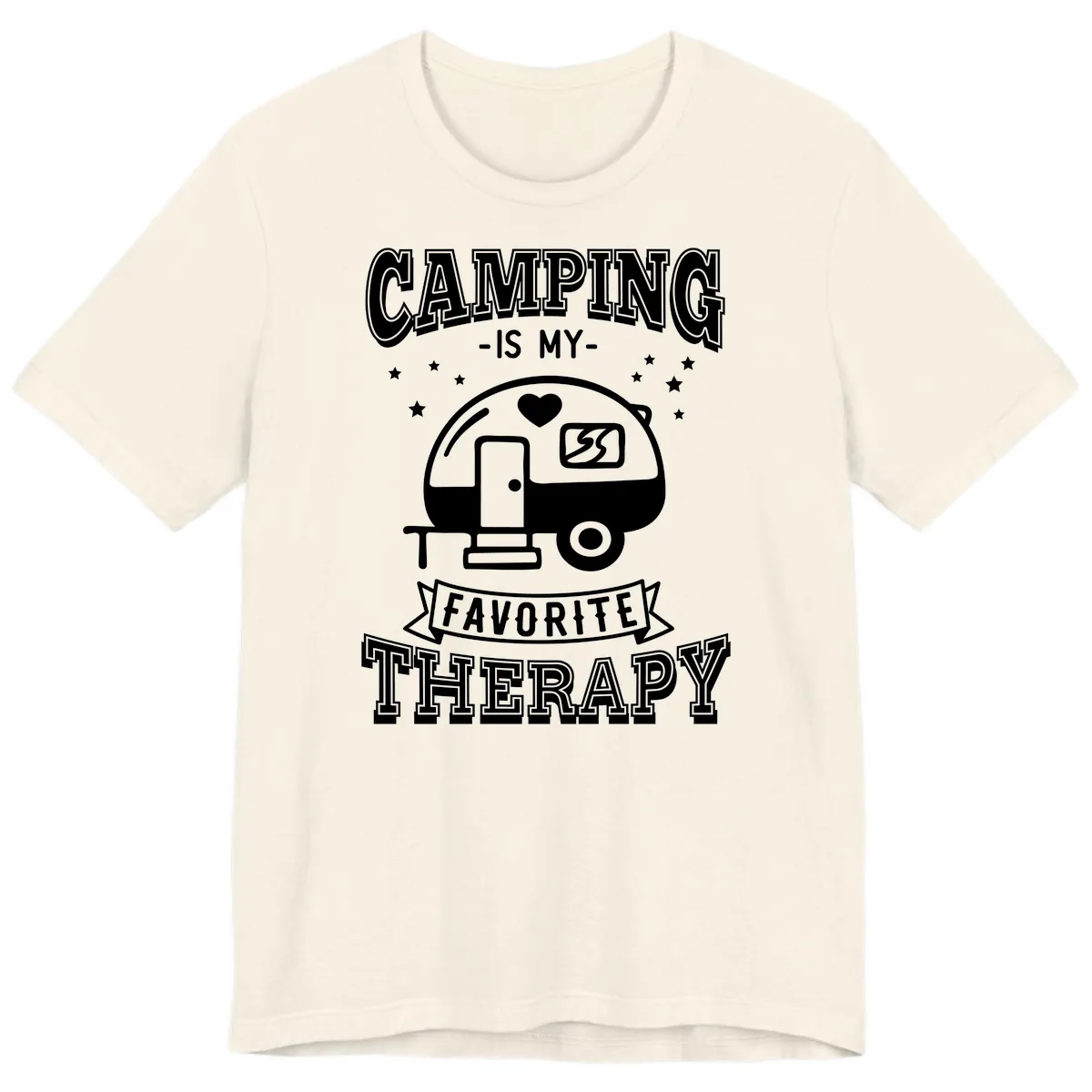 Camping Is My Favorite Therapy Premium T-Shirt in Natural