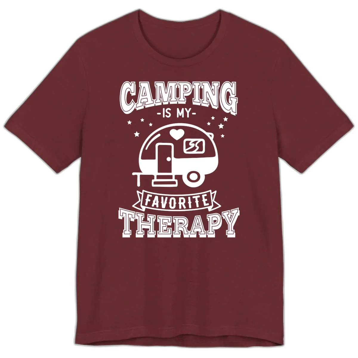 Camping Is My Favorite Therapy Premium T-Shirt in Heather Cardinal