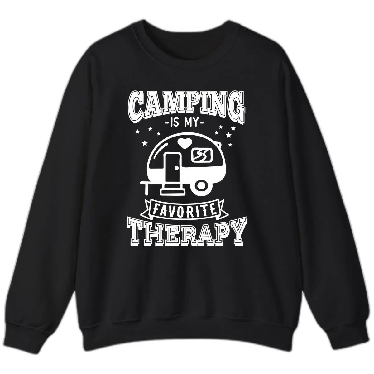 Camping Is My Favorite Therapy Sweatshirt in Black
