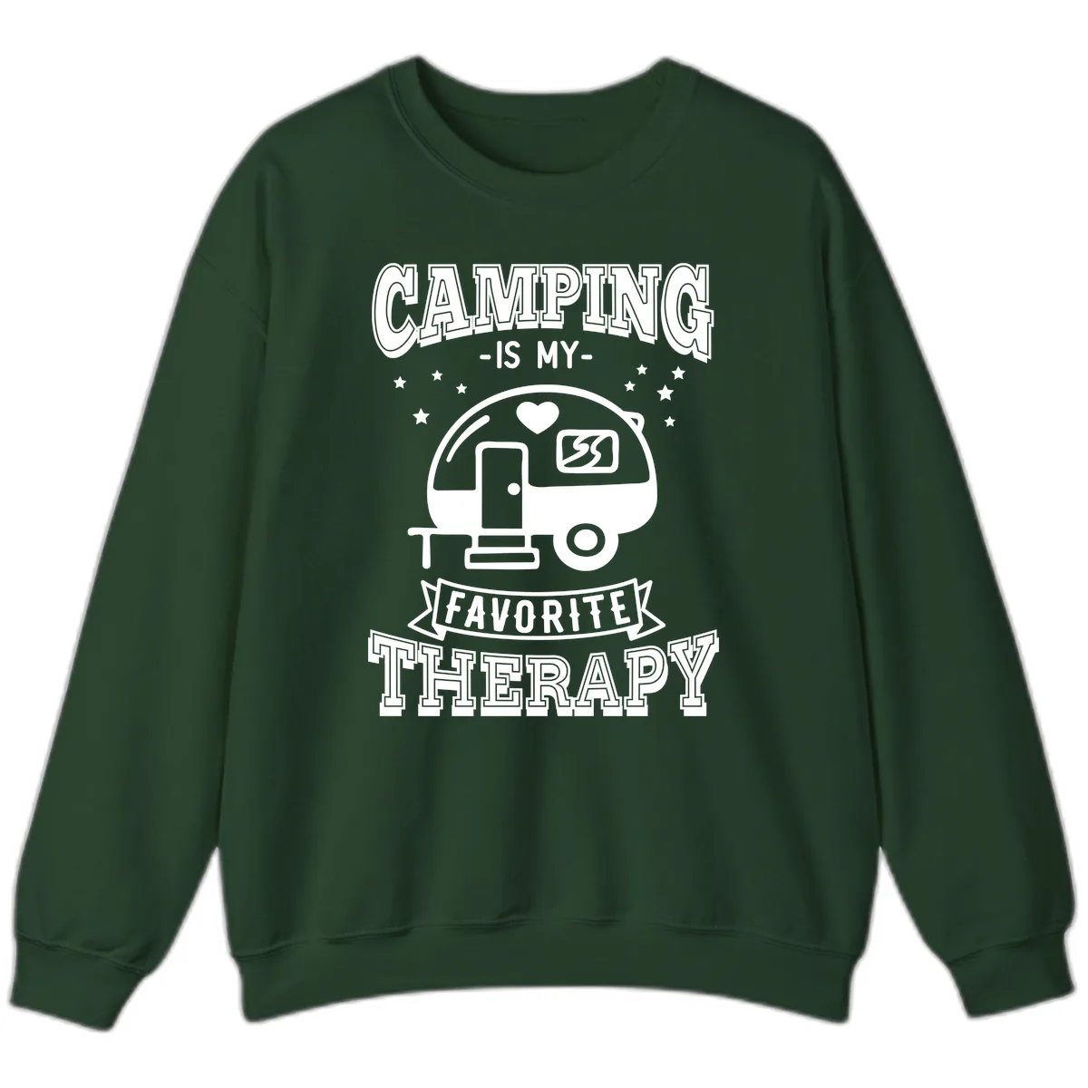 Camping Is My Favorite Therapy Sweatshirt in Forest Green