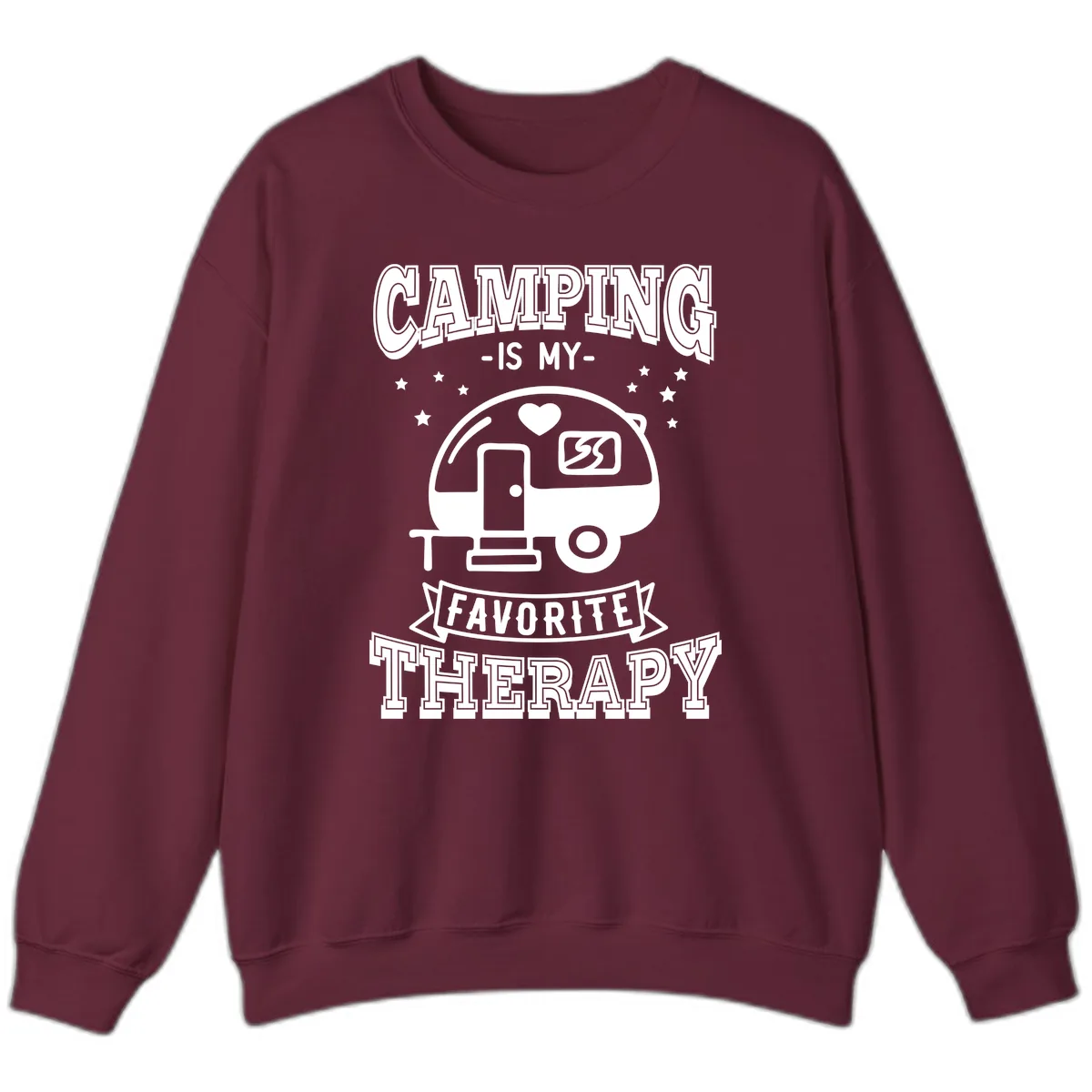 Camping Is My Favorite Therapy Sweatshirt in Maroon
