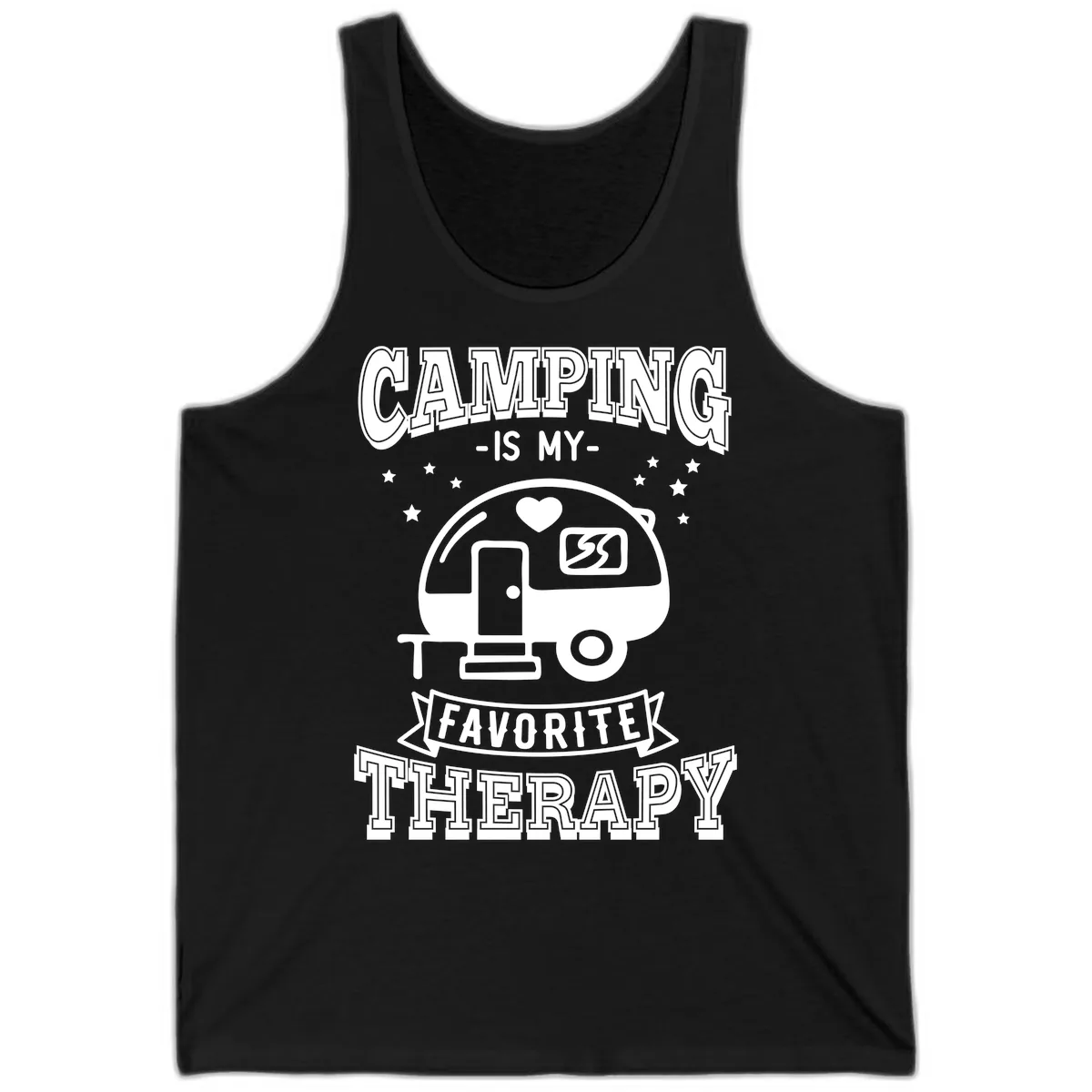 Camping Is My Favorite Therapy Tank in Black