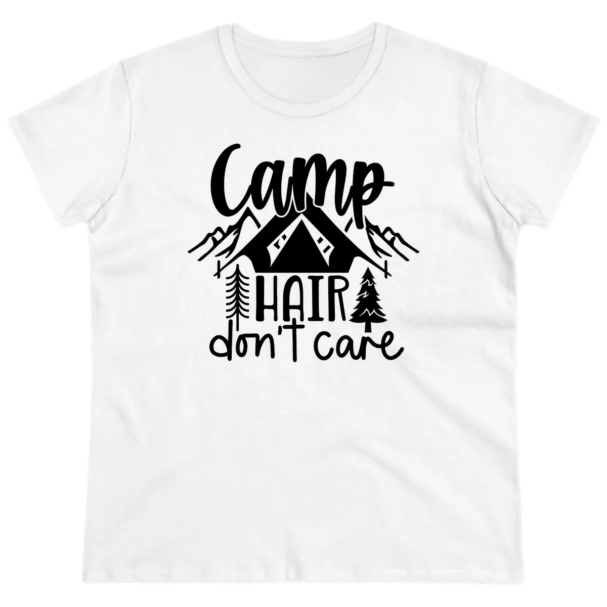 Camp Hair Don't Care Ladies Tee in White