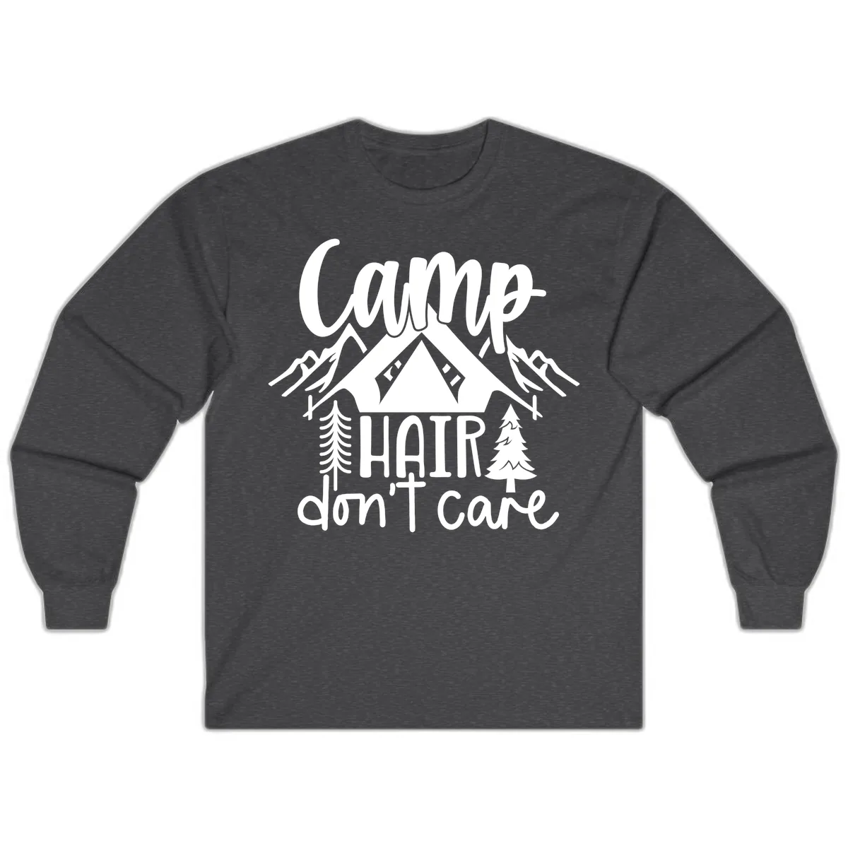 Camp Hair Don't Care Long Sleeve in Dark Heather