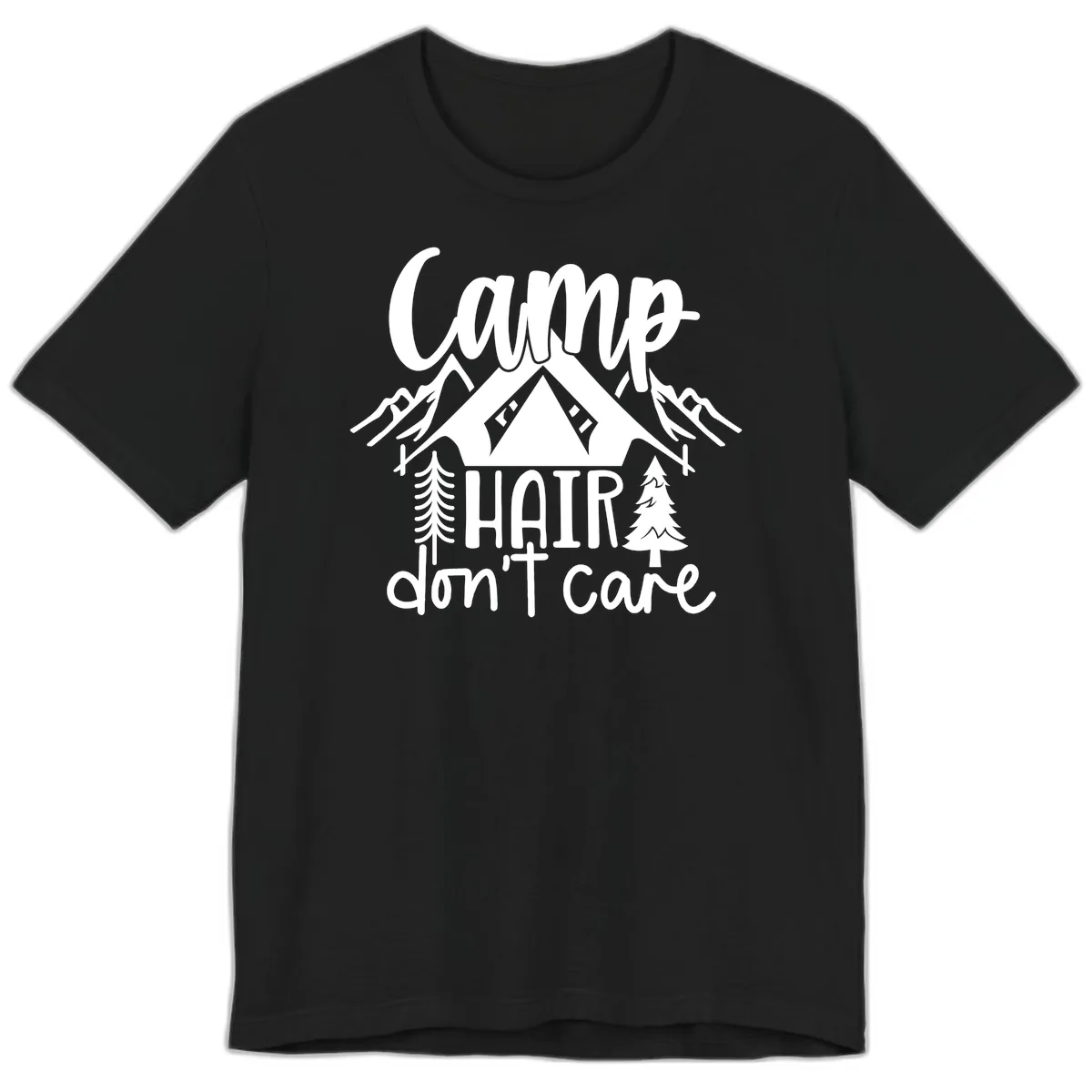 Camp Hair Don't Care Premium T-Shirt in Black