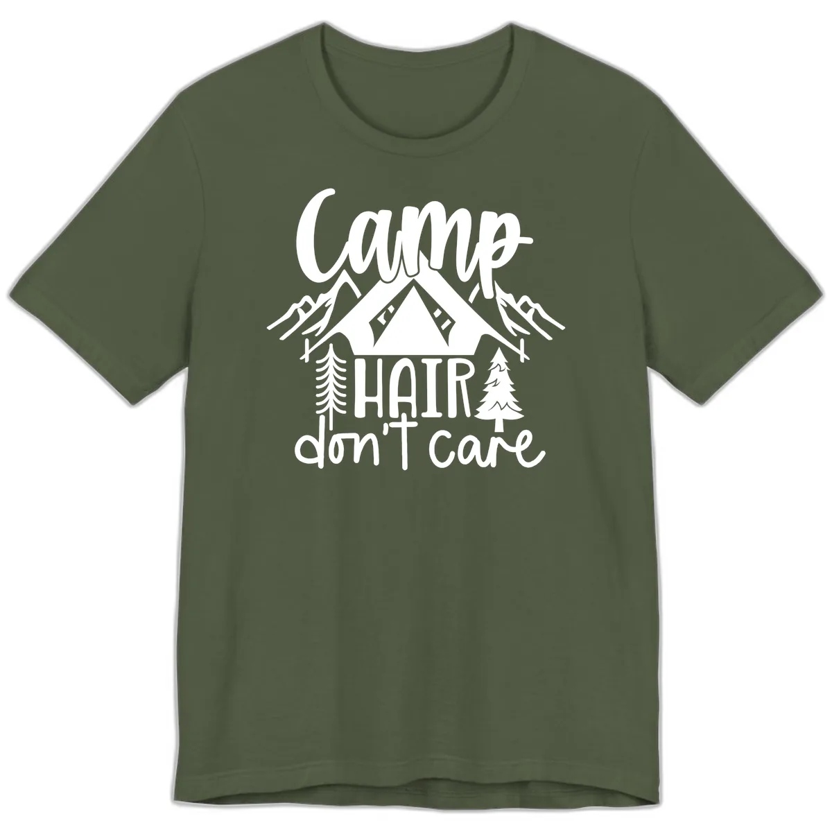 Camp Hair Don't Care Premium T-Shirt in Military Green