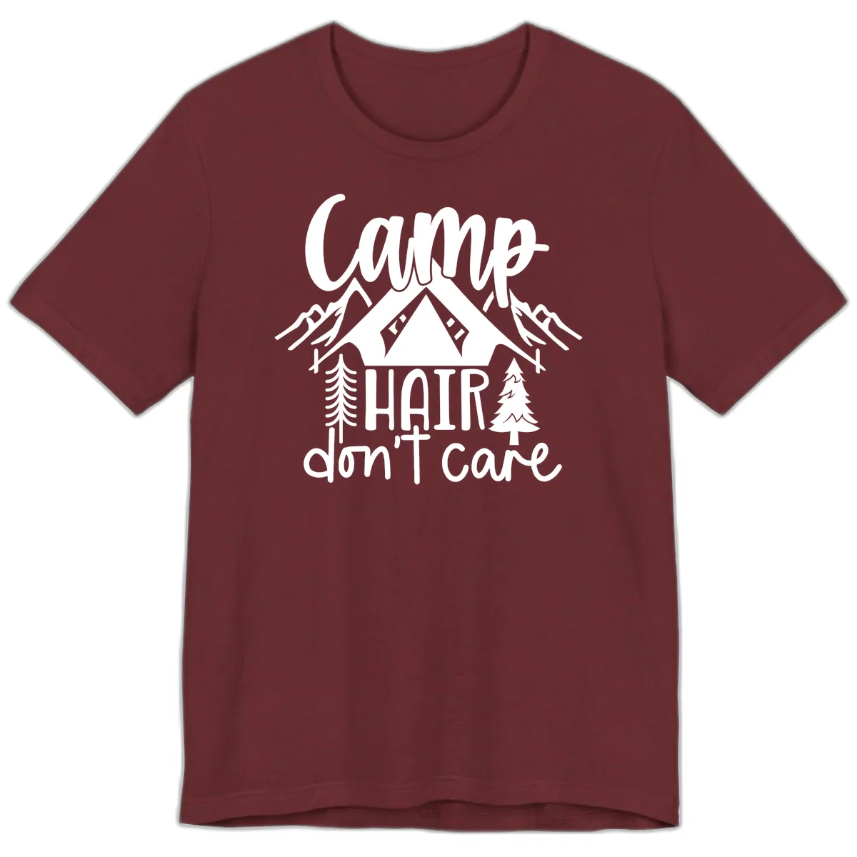 Camp Hair Don't Care Premium T-Shirt in Heather Cardinal