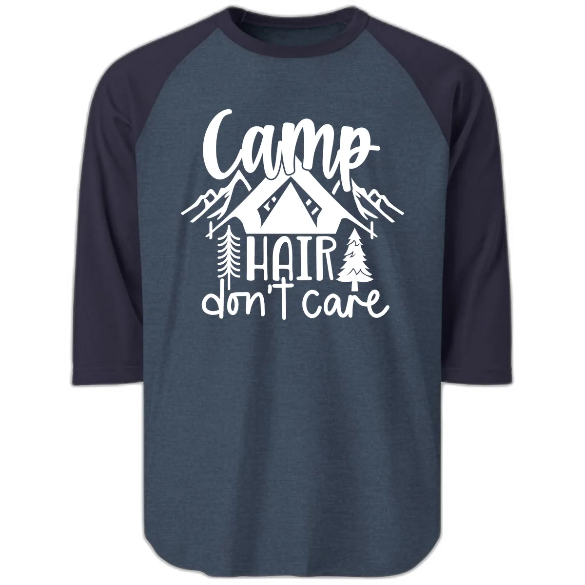 Camp Hair Don't Care Raglan 3/4 in Heather Denim Navy
