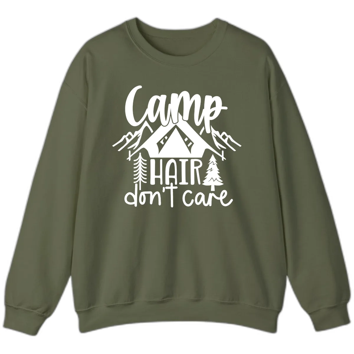 Camp Hair Don't Care Sweatshirt in Military Green