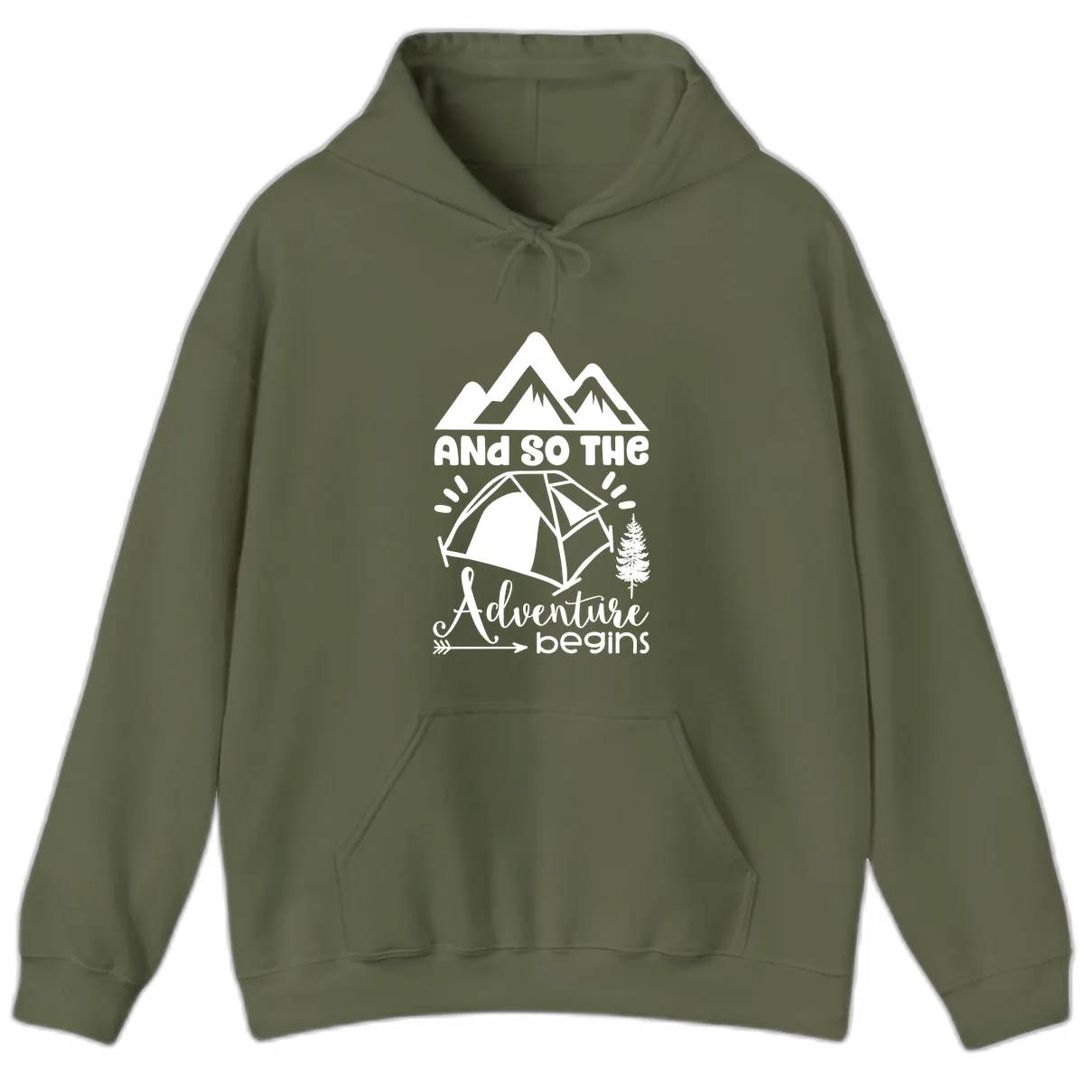 And So The Adventure Begins Hoodie in Military Green