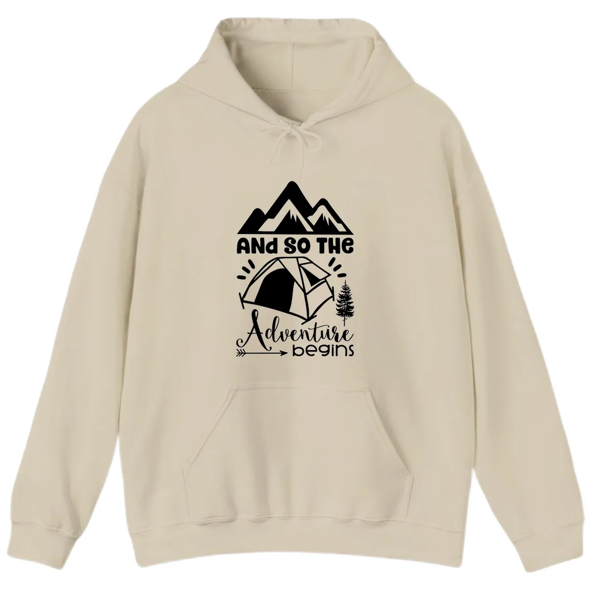 And So The Adventure Begins Hoodie in Sand