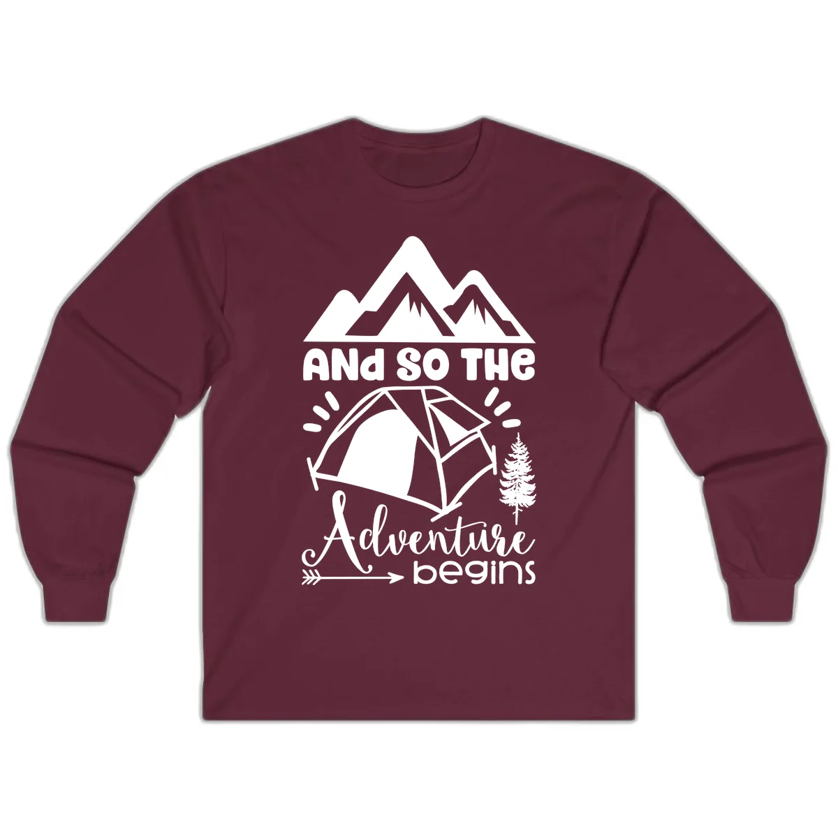 And So The Adventure Begins Long Sleeve in Maroon