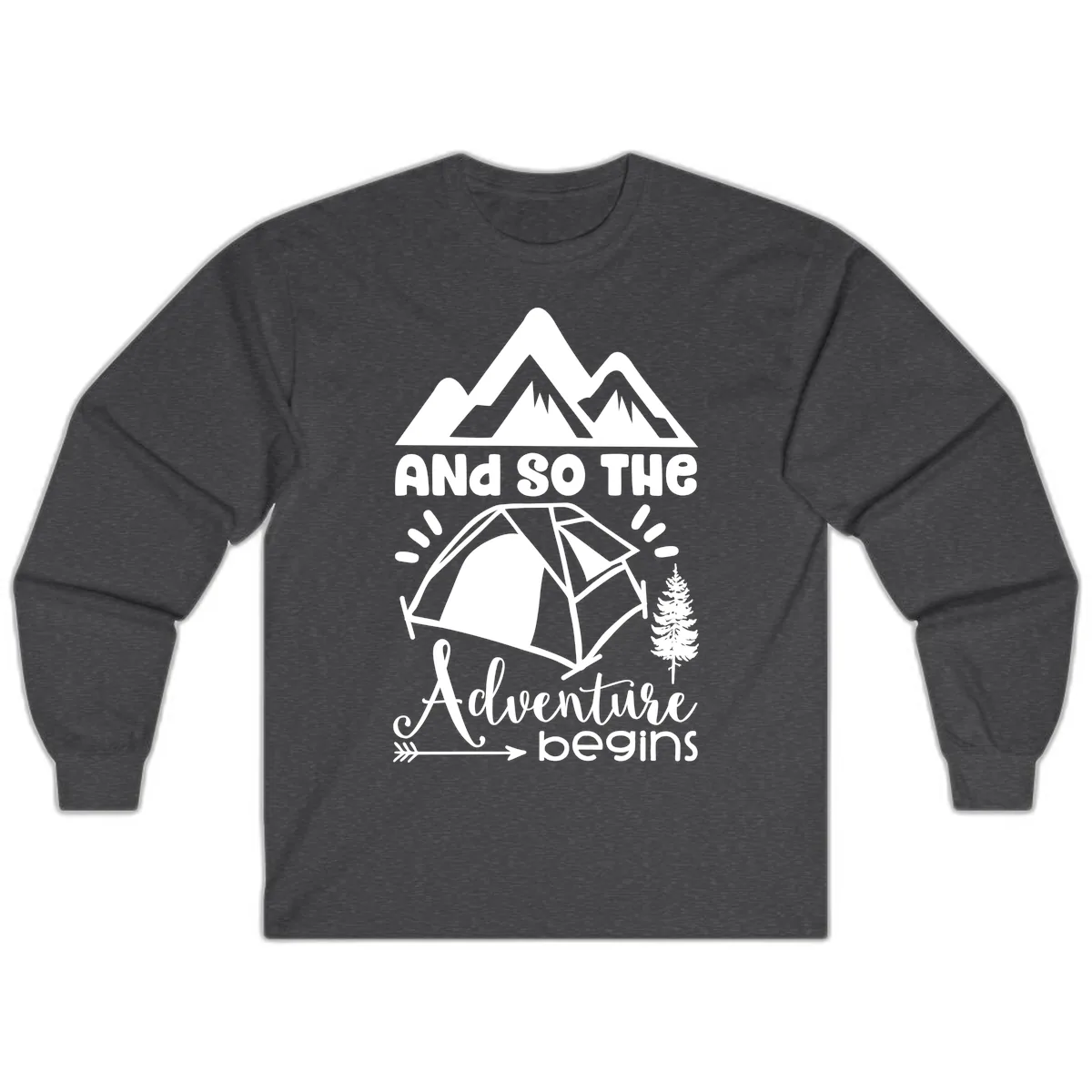 And So The Adventure Begins Long Sleeve in Dark Heather