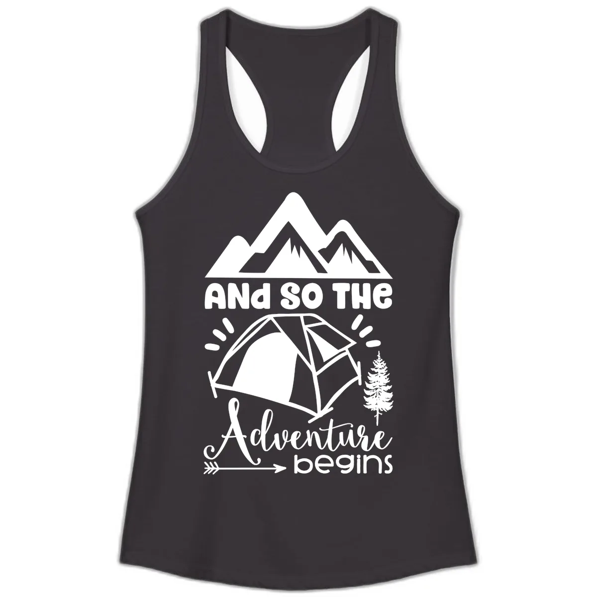 And So The Adventure Begins Ladies Tank in Black