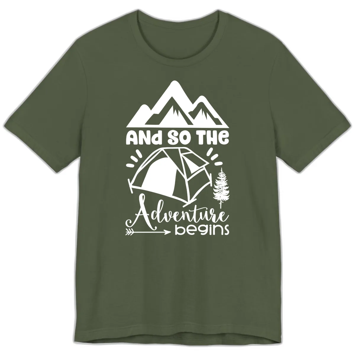 And So The Adventure Begins Premium T-Shirt in Military Green