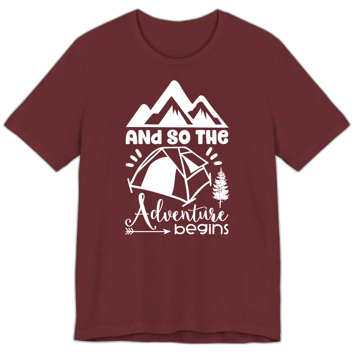 And So The Adventure Begins Premium T-Shirt in Heather Cardinal