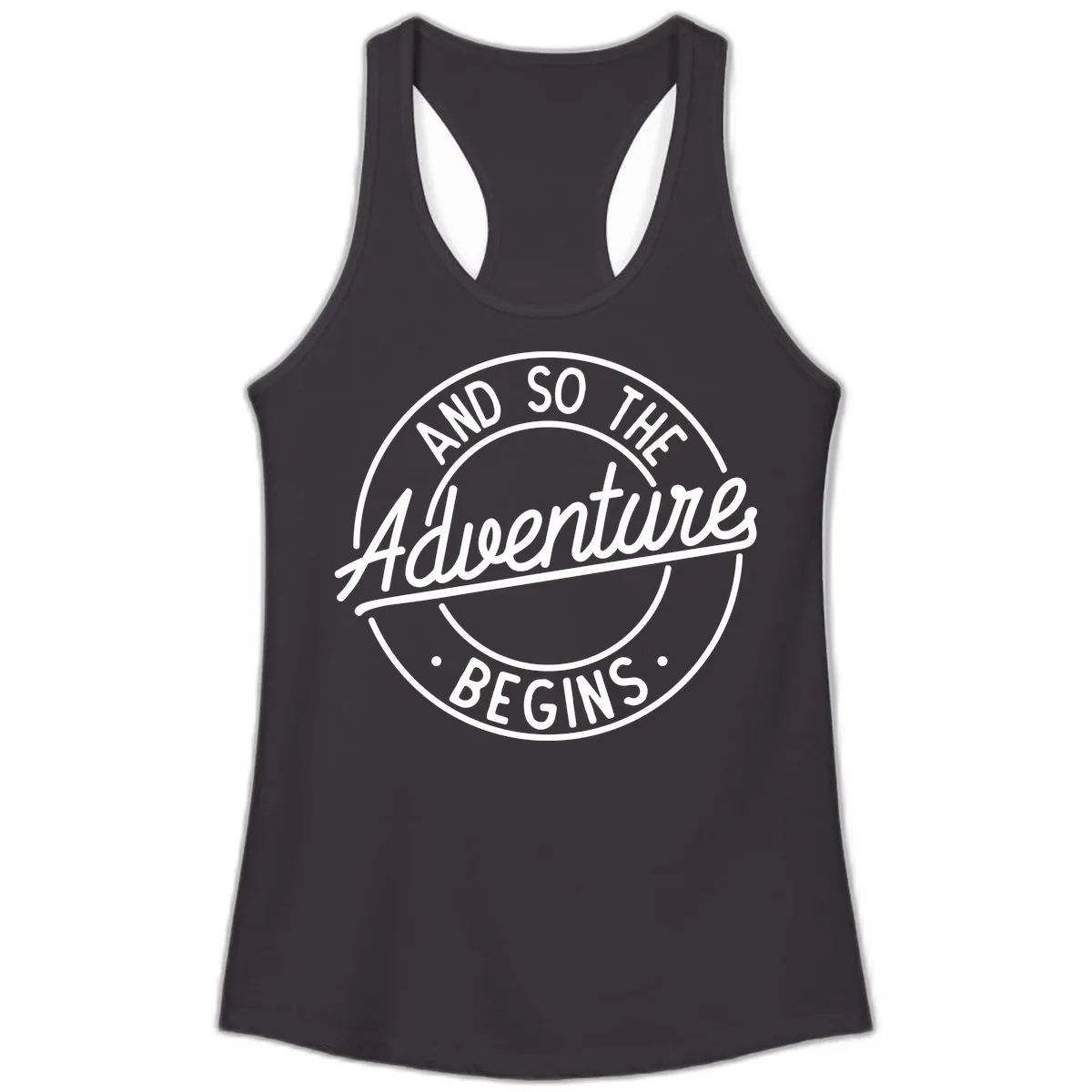 And So The Adventure Begins Ladies Tank in Black