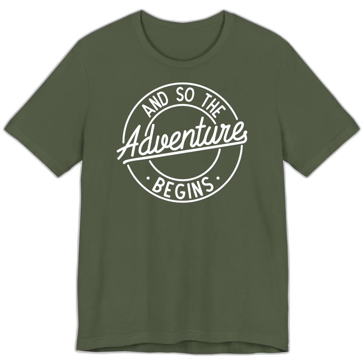 And So The Adventure Begins Premium T-Shirt in Military Green