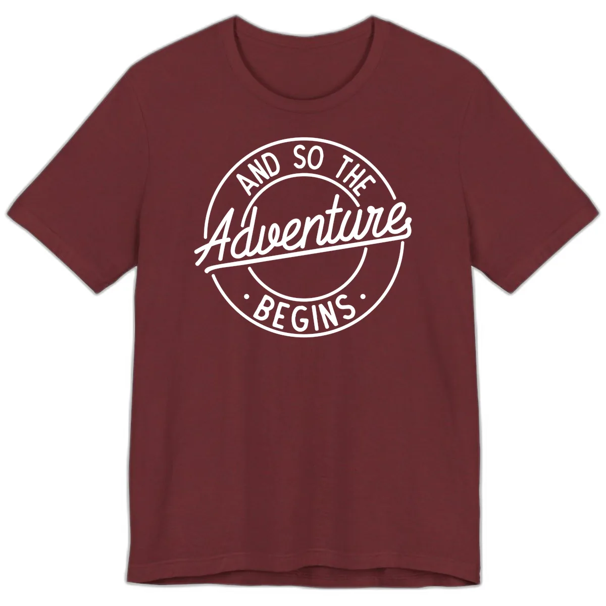 And So The Adventure Begins Premium T-Shirt in Heather Cardinal