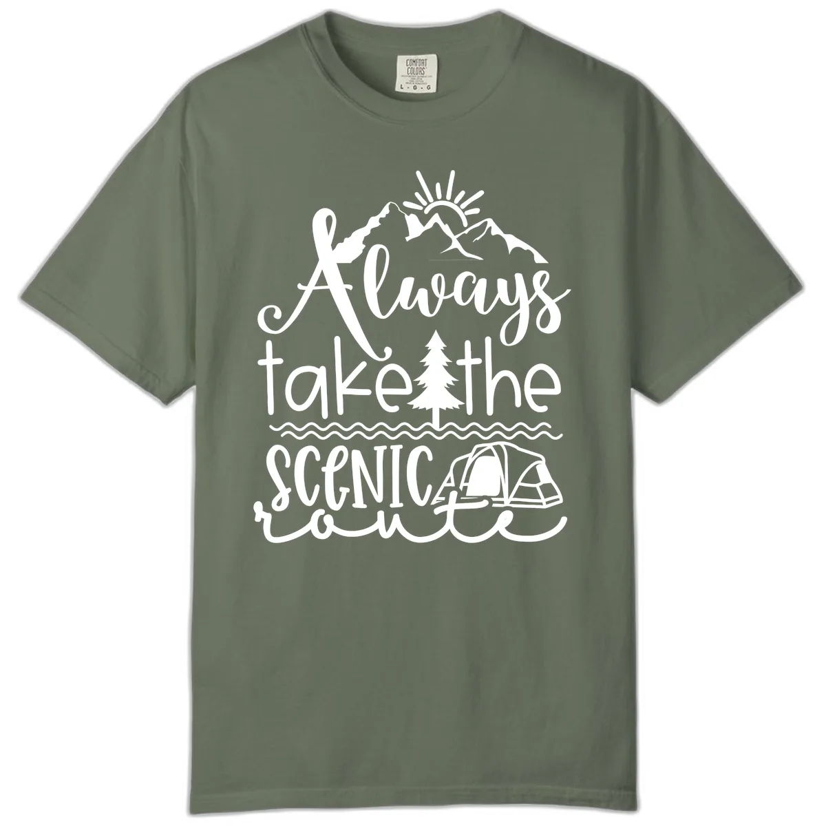 Always Take The Scenic Route Comfort Color in Moss