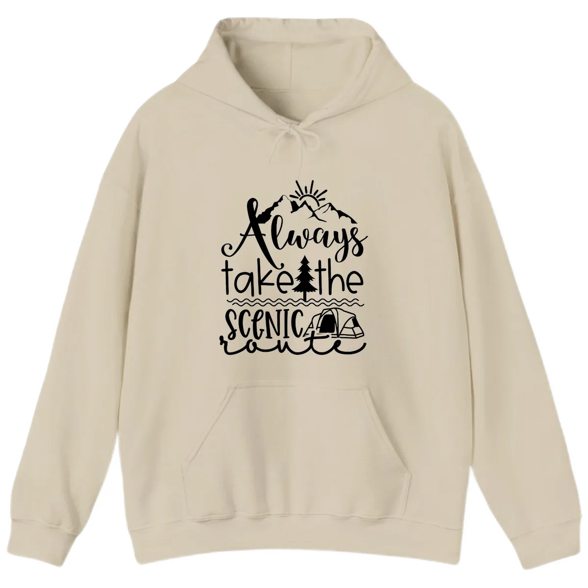 Always Take The Scenic Route Hoodie in Sand